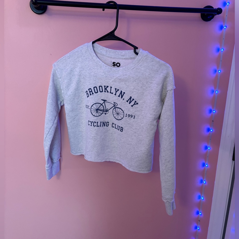 SO Kids Light Gray  Cropped Brooklyn Cycling Club Sweatshirt